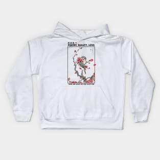 Japanese art style traditional Birds Poetry beauty love Kids Hoodie